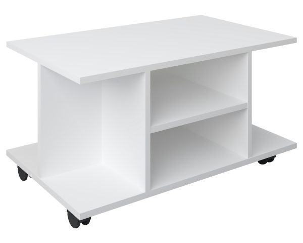 VCM NORDIC Findalo TV-bord, m. 4 rum og hjul - hvid træ (80x40)